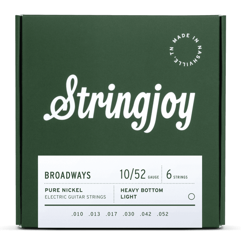 Stringjoy 10-52 Heavy Bottom Light Gauge Broadways - Pure Nickel Electric Guitar Strings
