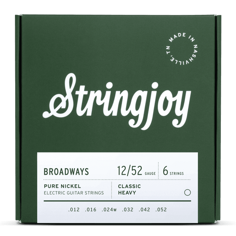 Stringjoy 12-52 Classic Heavy Gauge Broadways - Pure Nickel Electric Guitar Strings