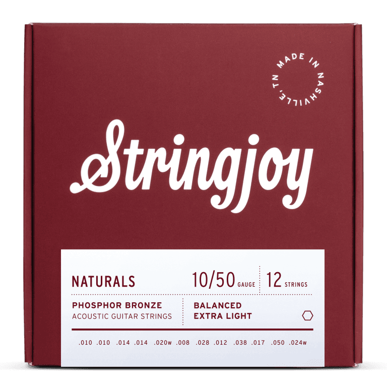 Stringjoy 10-50 12-String Extra Light Gauge Naturals - Phosphor Bronze Acoustic Guitar Strings