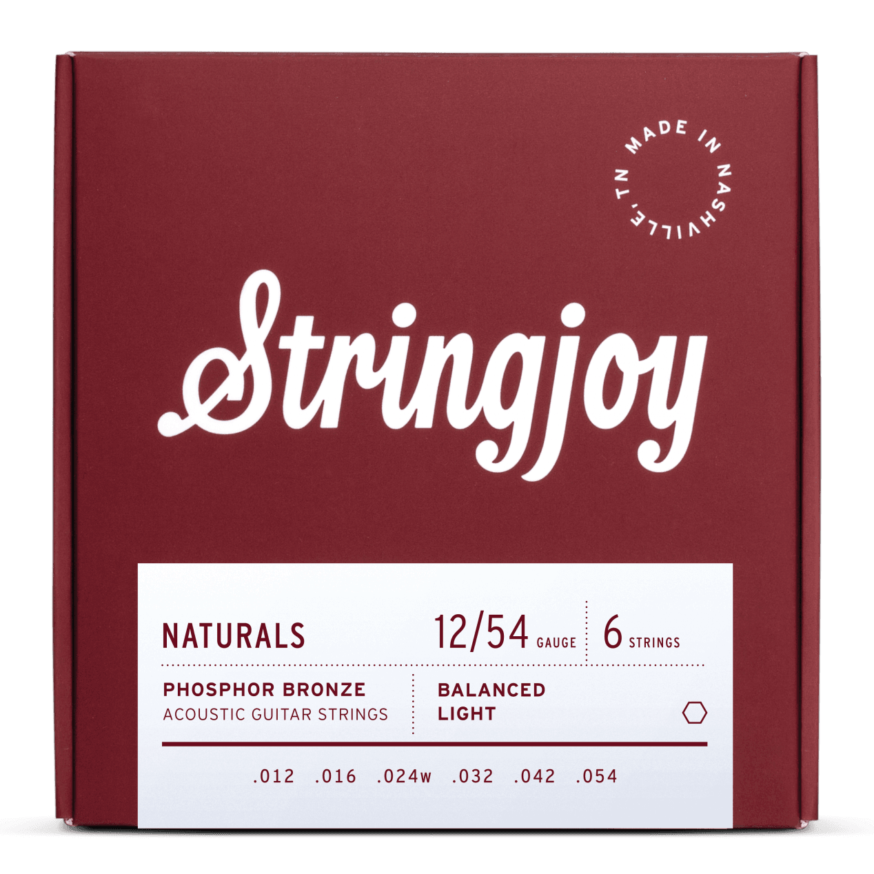 Stringjoy 12-54 Light Gauge Naturals - Phosphor Bronze Acoustic Guitar Strings