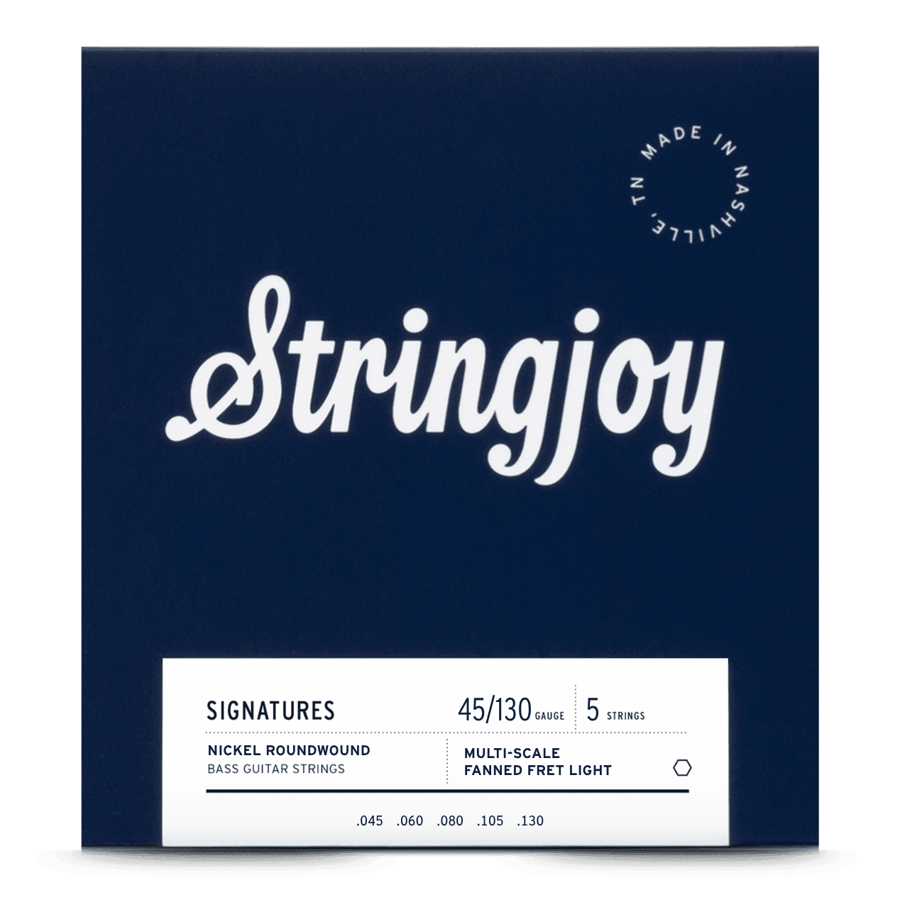 Stringjoy 45-130 Fanned Fret 5 String Light Gauge Signatures - Nickel Wound Bass Guitar Strings