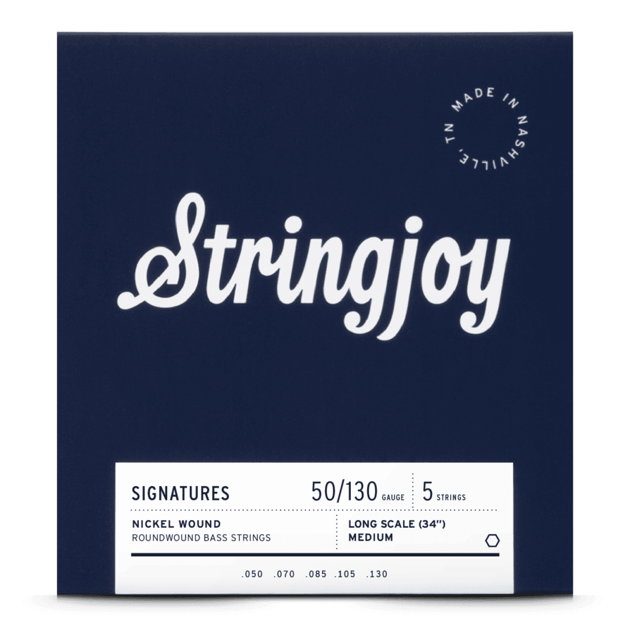 Stringjoy 50-130 Long Scale 5 String Medium Gauge Signatures - Nickel Wound Bass Guitar Strings