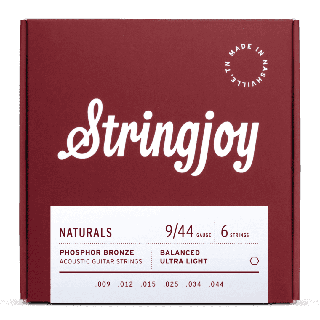 Stringjoy 9-44 Ultra Light Gauge Naturals - Phosphor Bronze Acoustic Guitar Strings