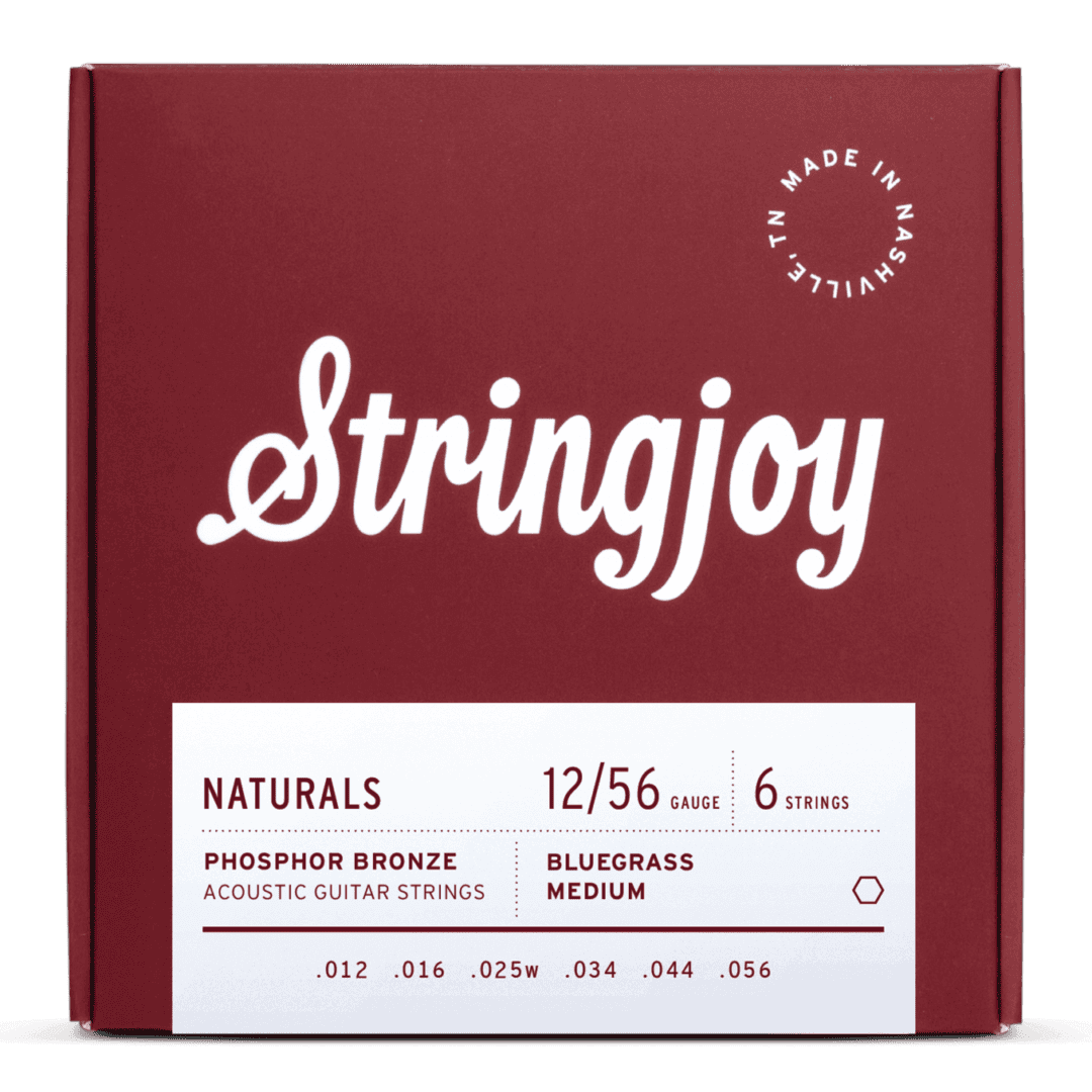 Stringjoy 12-56 Bluegrass Medium Gauge Naturals - Phosphor Bronze Acoustic Guitar Strings