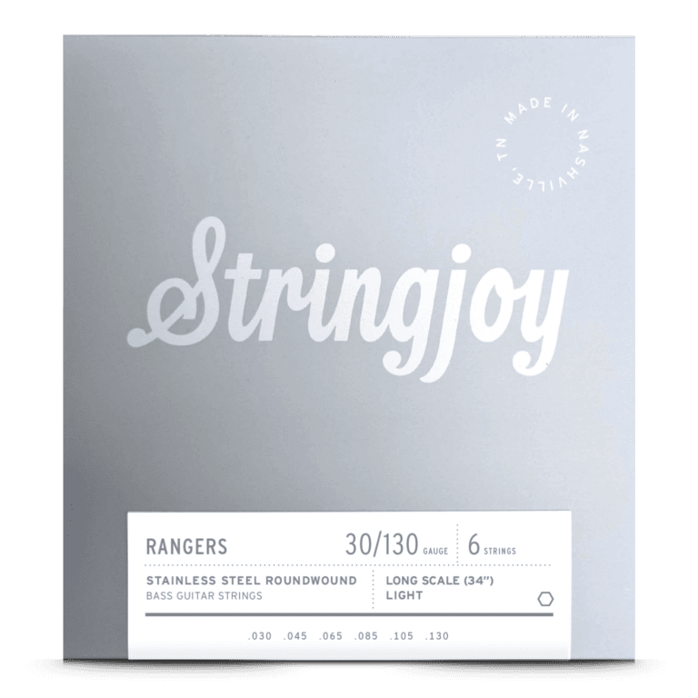 Stringjoy 30-130 Long Scale 6 String Light Gauge Rangers - Stainless Steel Bass Guitar Strings