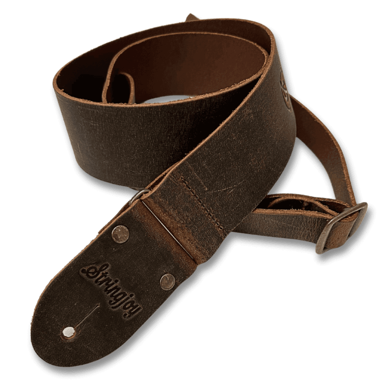 Stringjoy Natural Brown Leather Modern Classic Guitar Strap