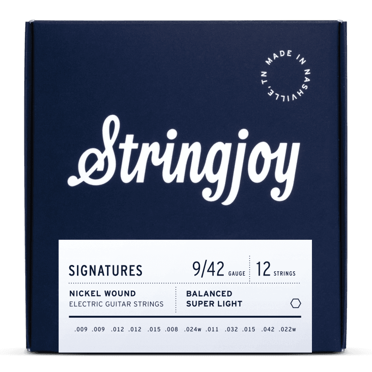 Stringjoy 9-42 12-String Balanced Super Light Gauge Signatures - Nickel Wound Electric Guitar Strings