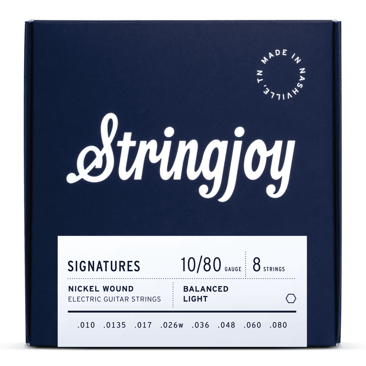 Stringjoy 10-80 8-String Balanced Light Gauge Signatures - Nickel Wound Electric Guitar Strings