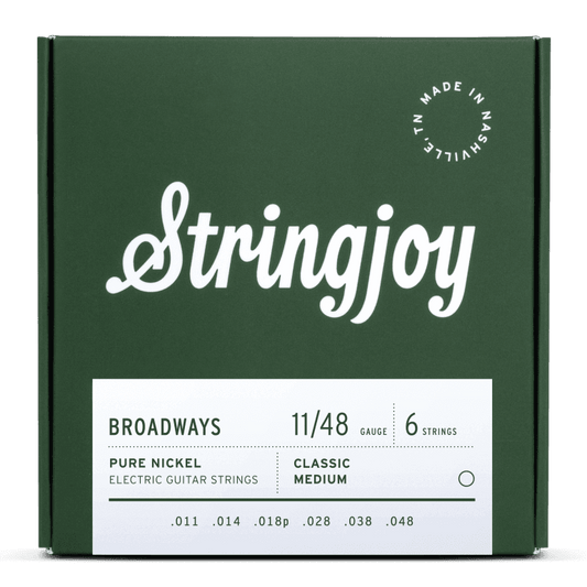 Stringjoy 11-48 Classic Medium Gauge Broadways - Pure Nickel Electric Guitar Strings