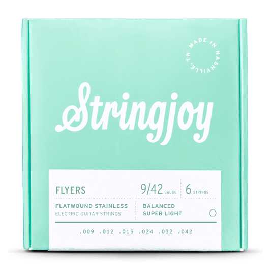 Stringjoy Flyers 9-42 Balanced Super Light Gauge Flyers - Flatwound Stainless Electric Guitar Strings