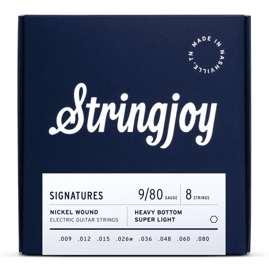Stringjoy 9-80 8-String Heavy Bottom Super Light Gauge Signatures - Nickel Wound Electric Guitar Strings