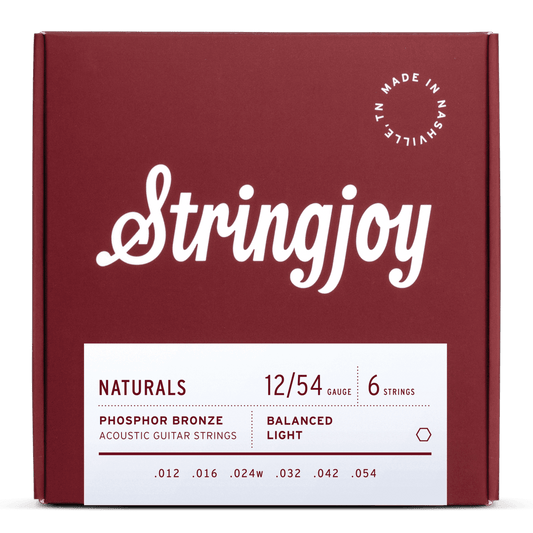 Stringjoy 12-54 Light Gauge Naturals - Phosphor Bronze Acoustic Guitar Strings