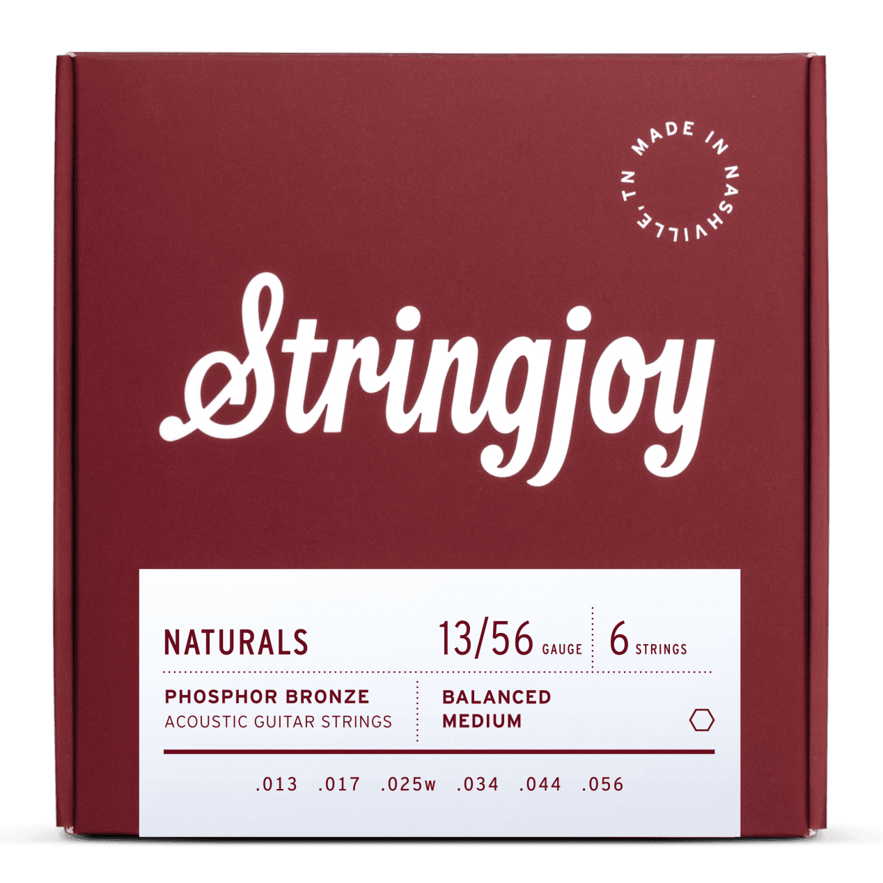 Stringjoy 13-56 Medium Gauge Naturals - Phosphor Bronze Acoustic Guitar Strings