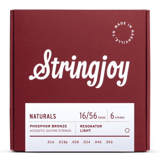 Stringjoy 16-56 Resonator Gauge Naturals - Phosphor Bronze Acoustic Guitar Strings