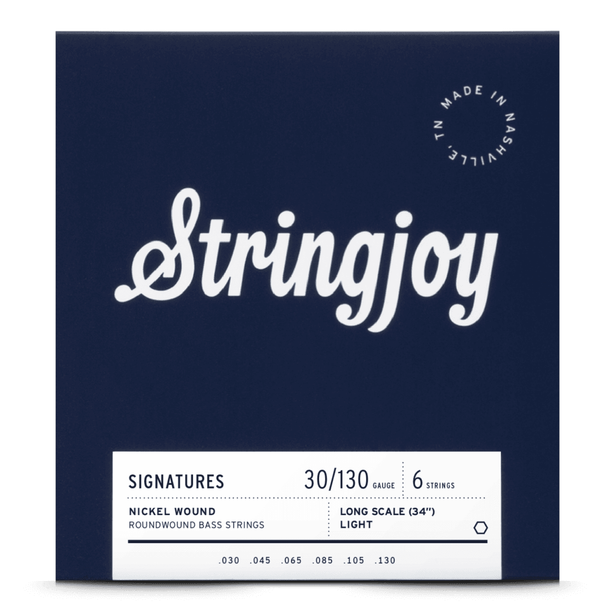 Stringjoy 30-130 Long Scale 6 String Light Gauge Signatures - Nickel Wound Bass Guitar Strings