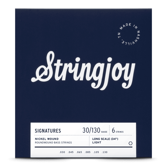 Stringjoy 30-130 Long Scale 6 String Light Gauge Signatures - Nickel Wound Bass Guitar Strings