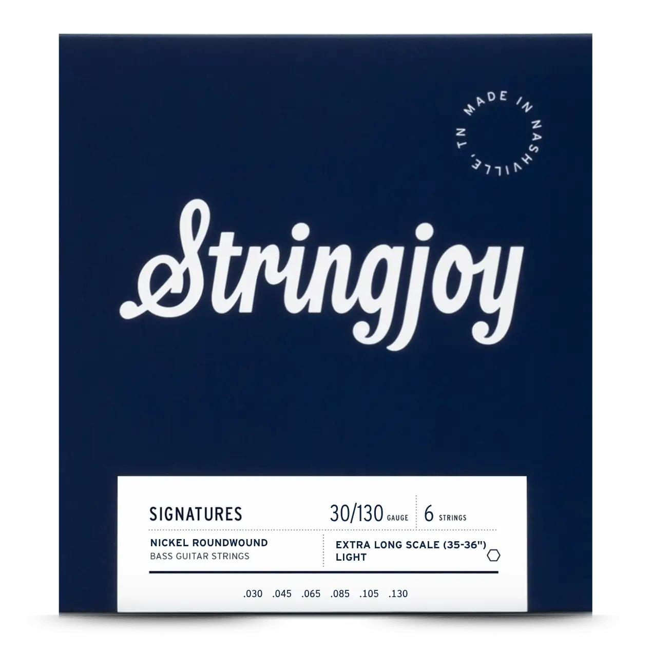 Stringjoy 30-130 Extra Long Scale 6 String Light Gauge Signatures - Nickel Wound Bass Guitar Strings