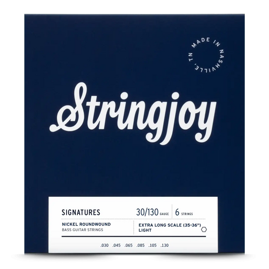 Stringjoy 30-130 Extra Long Scale 6 String Light Gauge Signatures - Nickel Wound Bass Guitar Strings