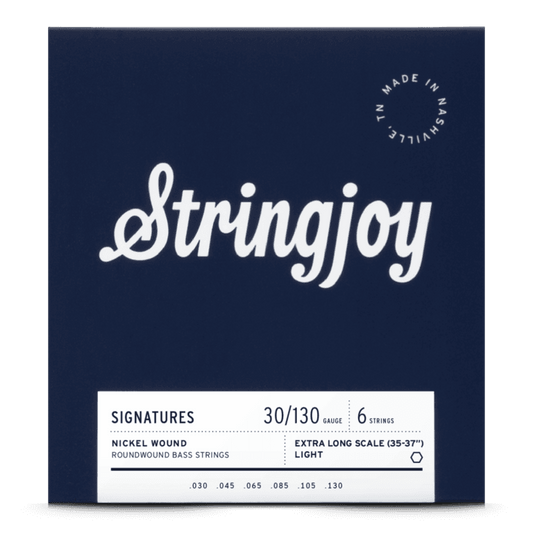 Stringjoy 30-130 Extra Long Scale 6 String Light Gauge Signatures - Nickel Wound Bass Guitar Strings
