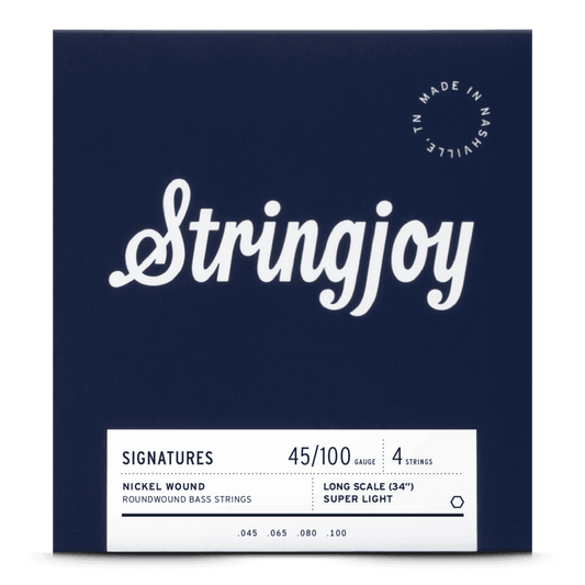Stringjoy 45-100 Long Scale 4 String Super Light Gauge Signatures - Nickel Wound Bass Guitar Strings