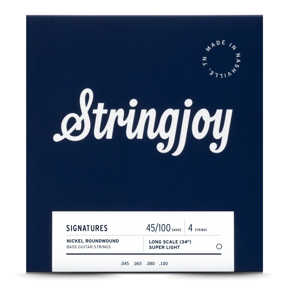 Stringjoy 45-100 Long Scale 4 String Super Light Gauge Signatures - Nickel Wound Bass Guitar Strings