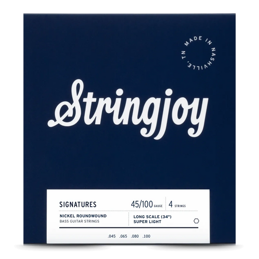 Stringjoy 45-100 Long Scale 4 String Super Light Gauge Signatures - Nickel Wound Bass Guitar Strings