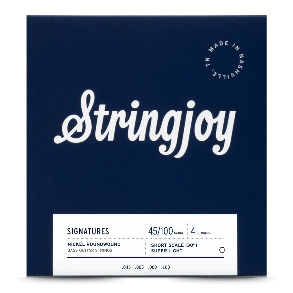 Stringjoy 45-100 Short Scale 4 String Super Light Gauge Signatures - Nickel Wound Bass Guitar Strings