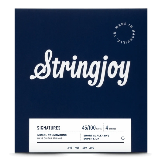 Stringjoy 45-100 Short Scale 4 String Super Light Gauge Signatures - Nickel Wound Bass Guitar Strings