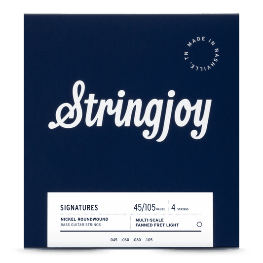 Stringjoy 45-105 Fanned Fret 4 String Light Gauge Signatures - Nickel Wound Bass Guitar Strings