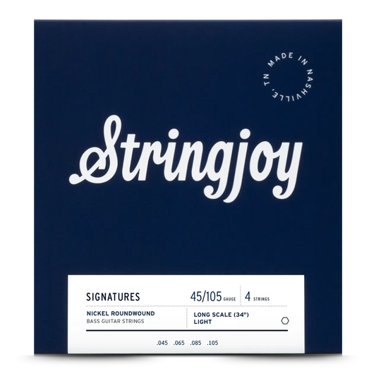 Stringjoy 45-105 Long Scale 4 String Light Gauge Signatures - Nickel Wound Bass Guitar Strings