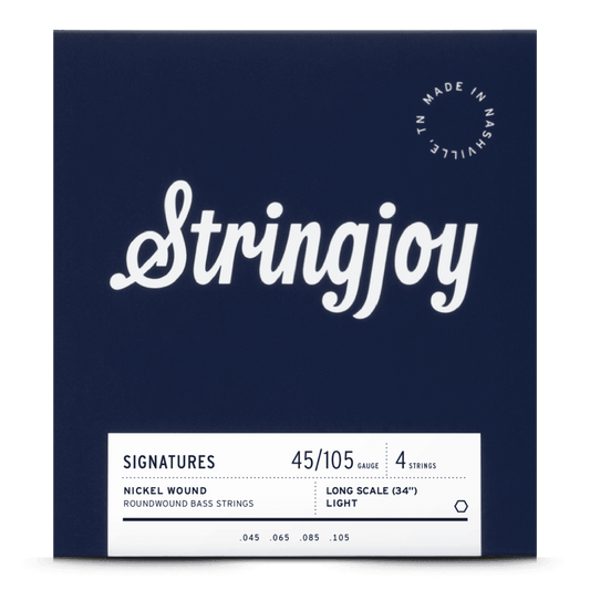 Stringjoy 45-105 Long Scale 4 String Light Gauge Signatures - Nickel Wound Bass Guitar Strings