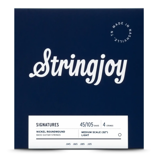 Stringjoy 45-105 Medium Scale 4 String Light Gauge Signatures - Nickel Wound Bass Guitar Strings