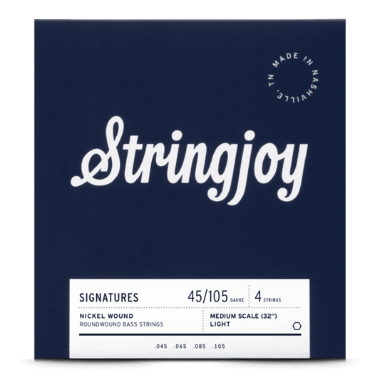 Stringjoy 45-105 Medium Scale 4 String Light Gauge Signatures - Nickel Wound Bass Guitar Strings