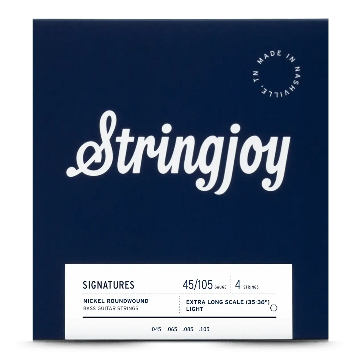 Stringjoy 45-105 Extra Long Scale 4 String Light Gauge Signatures - Nickel Wound Bass Guitar Strings