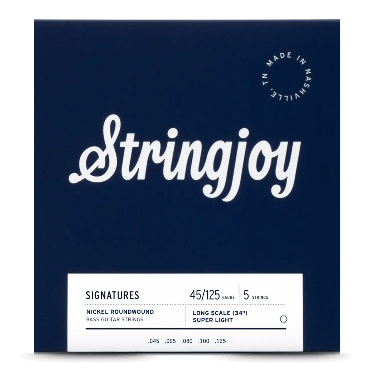 Stringjoy 45-125 Long Scale 5 String Super Light Gauge Signatures - Nickel Wound Bass Guitar Strings