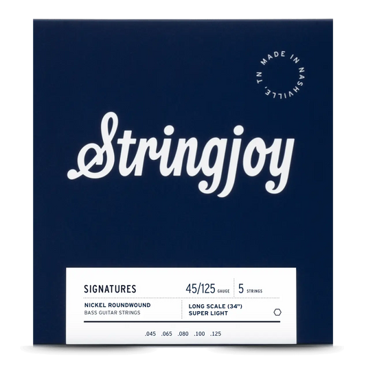 Stringjoy 45-125 Long Scale 5 String Super Light Gauge Signatures - Nickel Wound Bass Guitar Strings