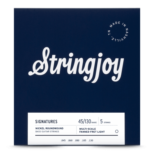 Stringjoy 45-130 Fanned Fret 5 String Light Gauge Signatures - Nickel Wound Bass Guitar Strings