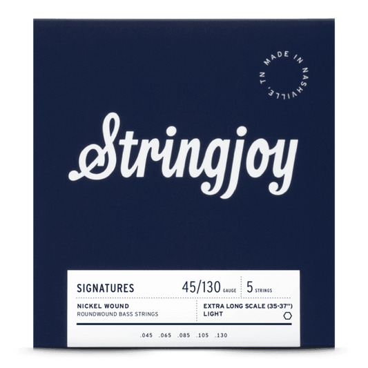 Stringjoy 45-130 Extra Long Scale 5 String Light Gauge Signatures - Nickel Wound Bass Guitar Strings