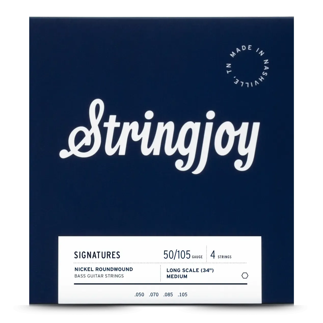 Stringjoy 50-105 Long Scale 4 String Medium Gauge Signatures - Nickel Wound Bass Guitar Strings