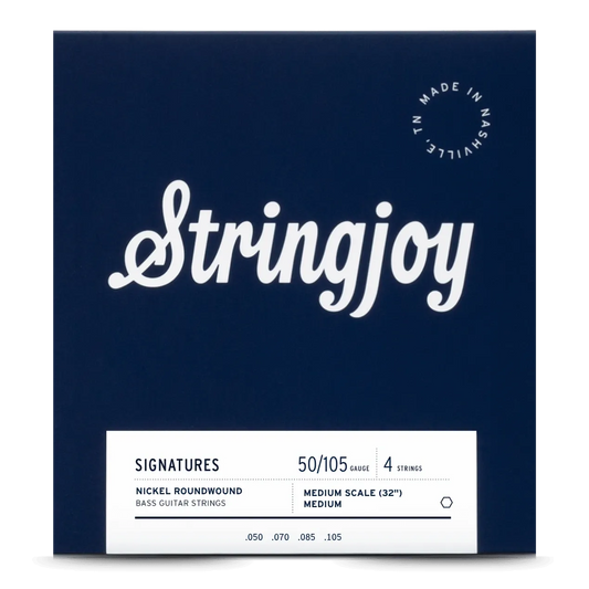 Stringjoy 50-105 Medium Scale 4 String Medium Gauge Signatures - Nickel Wound Bass Guitar Strings