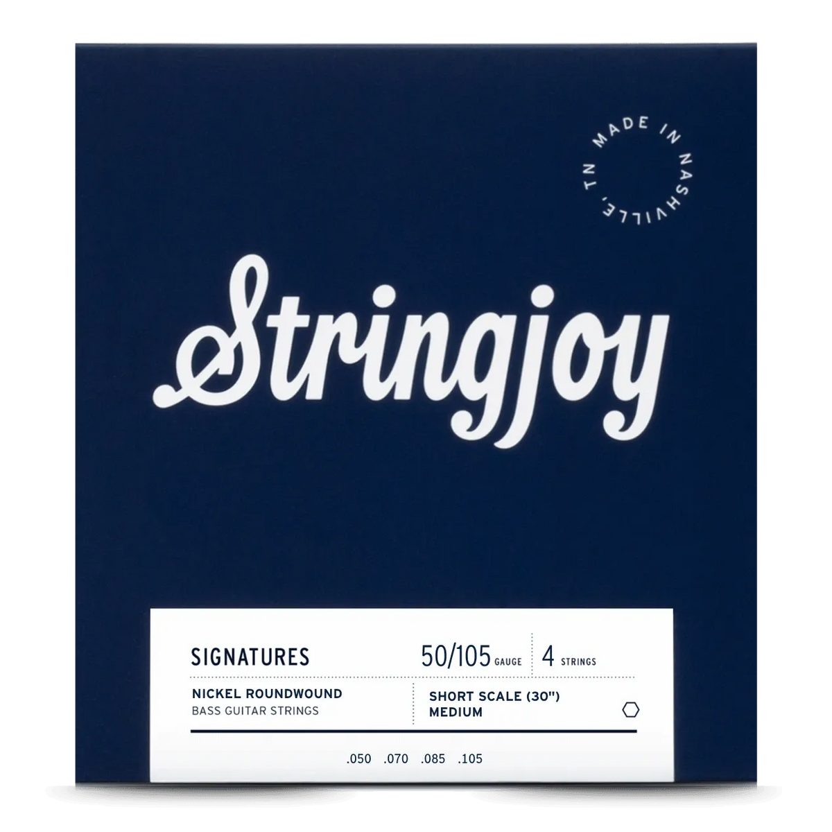 Stringjoy 50-105 Short Scale 4 String Medium Gauge Signatures - Nickel Wound Bass Guitar Strings