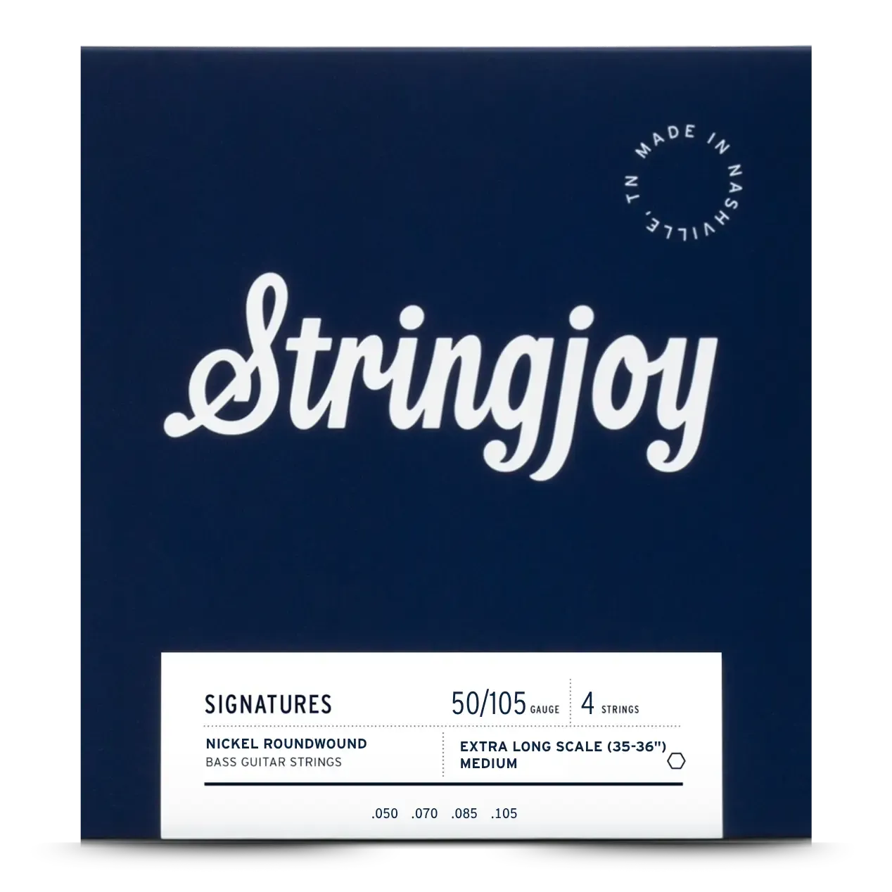 Stringjoy 50-105 Extra Long Scale 4 String Medium Gauge Signatures - Nickel Wound Bass Guitar Strings