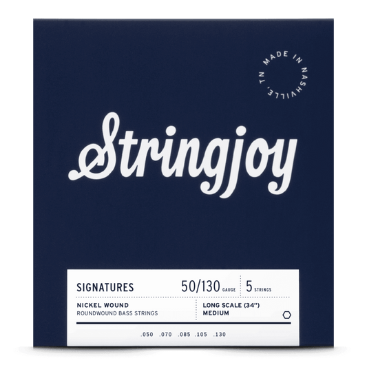 Stringjoy 50-130 Long Scale 5 String Medium Gauge Signatures - Nickel Wound Bass Guitar Strings