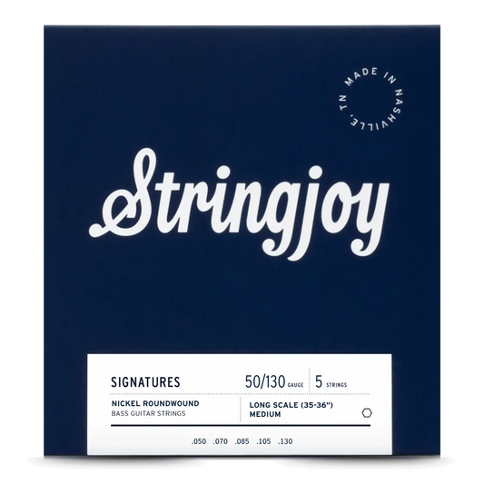 Stringjoy 50-130 Long Scale 5 String Medium Gauge Signatures - Nickel Wound Bass Guitar Strings