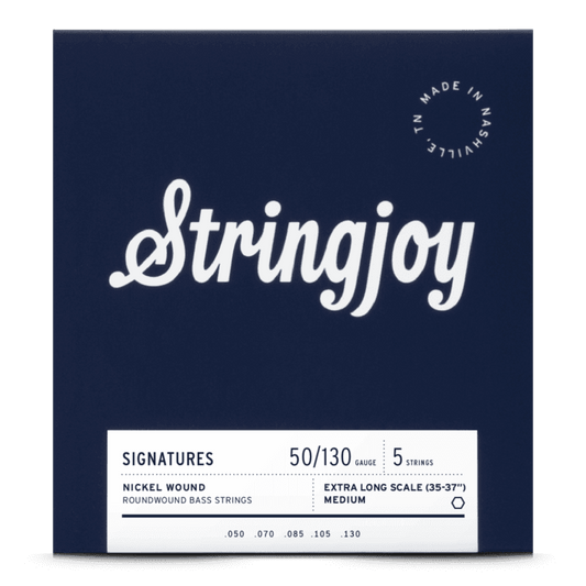 Stringjoy 50-130 Extra Long Scale 5 String Medium Gauge Signatures - Nickel Wound Bass Guitar Strings