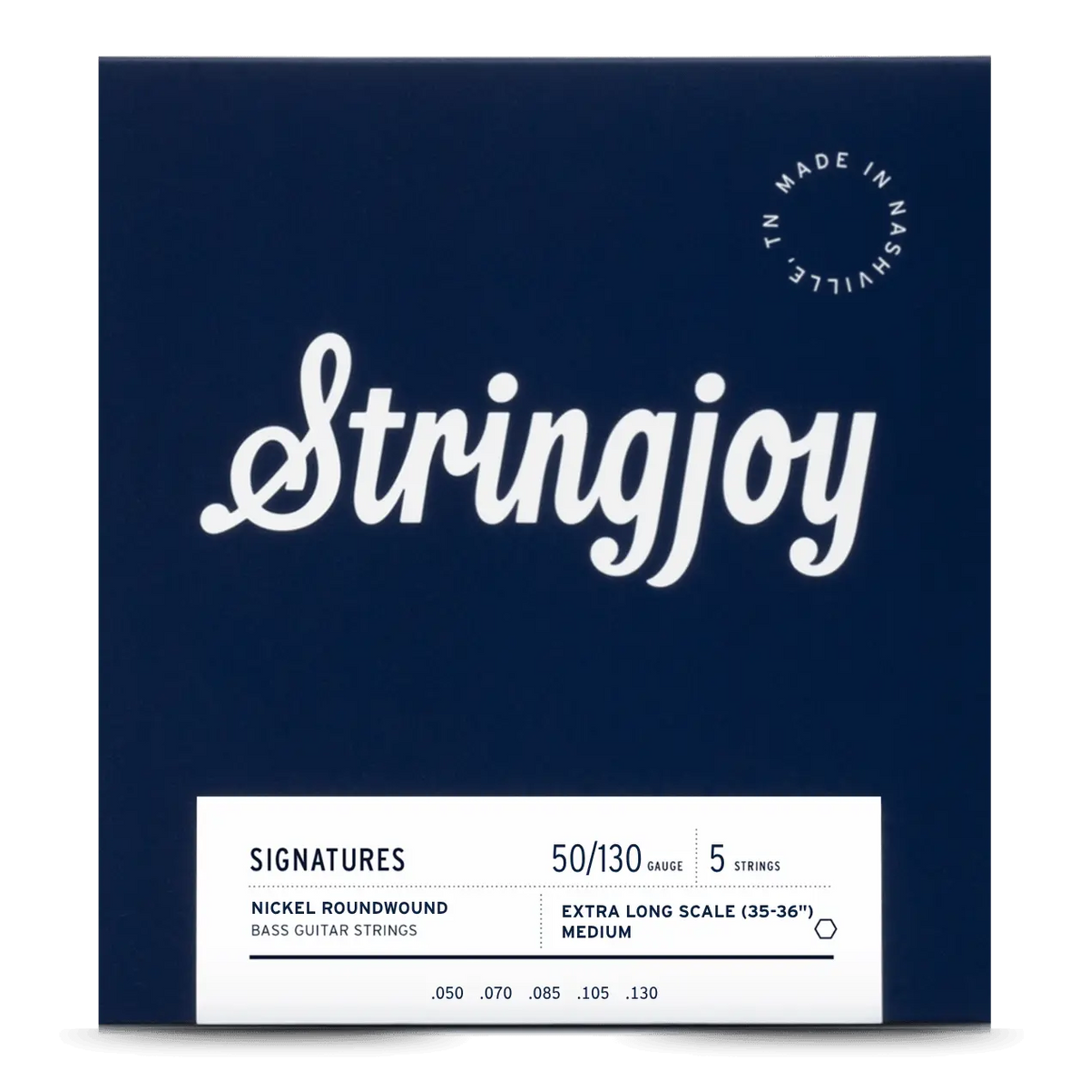 Stringjoy 50-130 Extra Long Scale 5 String Medium Gauge Signatures - Nickel Wound Bass Guitar Strings