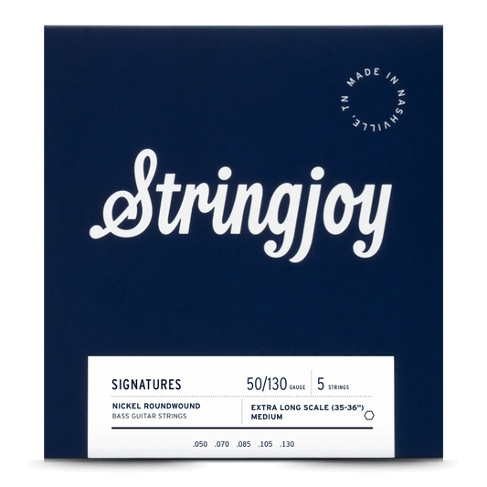 Stringjoy 50-130 Extra Long Scale 5 String Medium Gauge Signatures - Nickel Wound Bass Guitar Strings