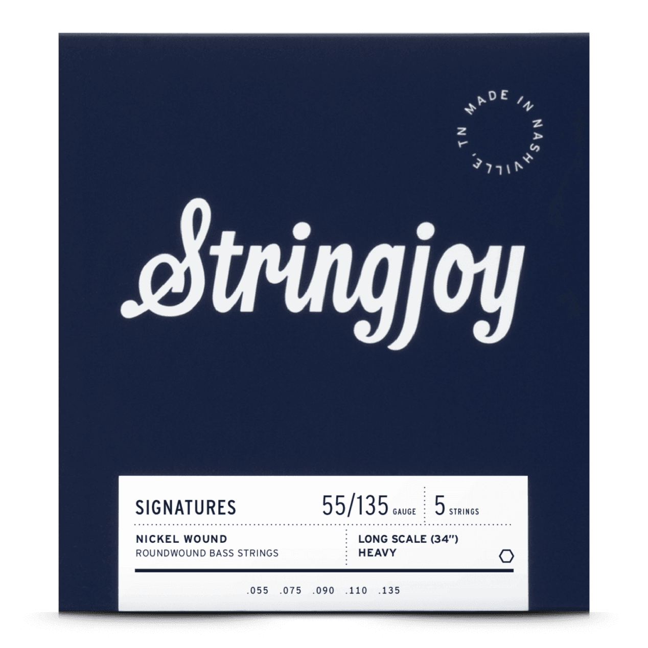 Stringjoy 55-135 Long Scale 5 String Heavy Gauge Signatures - Nickel Wound Bass Guitar Strings