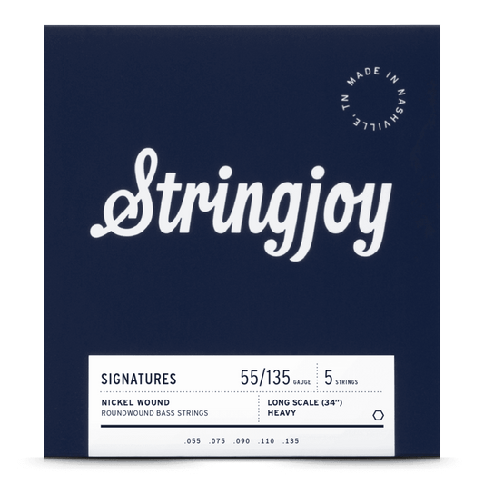 Stringjoy 55-135 Long Scale 5 String Heavy Gauge Signatures - Nickel Wound Bass Guitar Strings