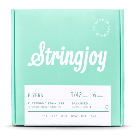 Stringjoy Flyers 9-42 Balanced Super Light Gauge Flyers - Flatwound Stainless Electric Guitar Strings